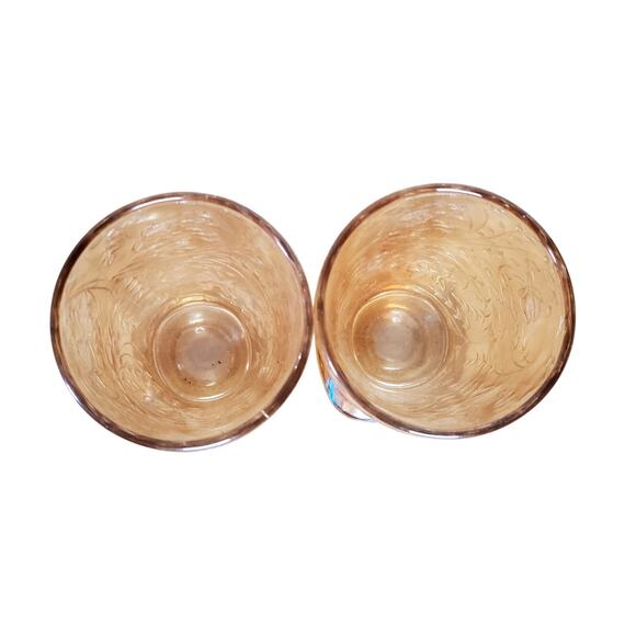 Vintage Jeanette Carnival Glass Tumbler Floragold Louisa 10 oz 5.25" Iridescent - Picture 2 of 8